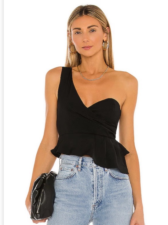 superdown Tops - superdown Black One-Shoulder Peplum Camisole